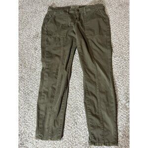 Lucky Brand Pants Womens 6 Green Twill Utility Ankle Zip Tapered Casual